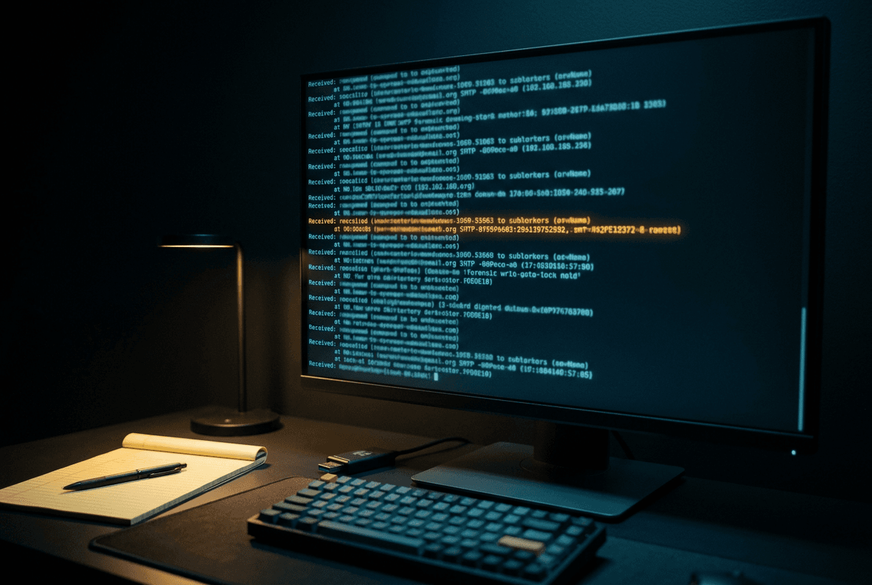 BEC fraud email header forensics workflow